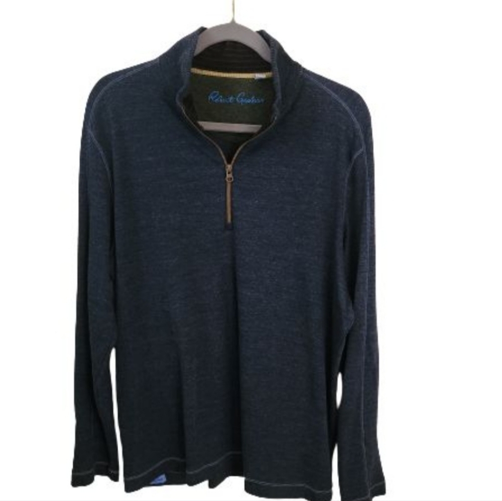Robert Graham The Getty 1/4 Zip Blue Sweater Size L